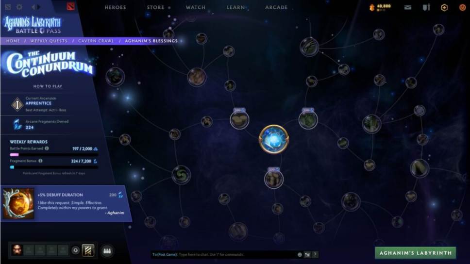 Continuum Vault in Aghanim’s Labyrinth, players can collect random drops of Arcane Fragments